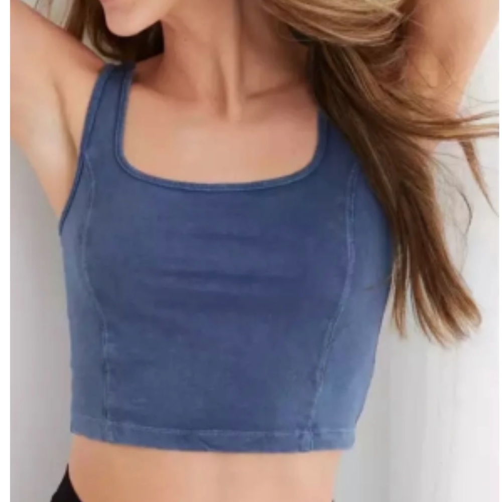 Aerie Corset Crop Tank Top Blue
